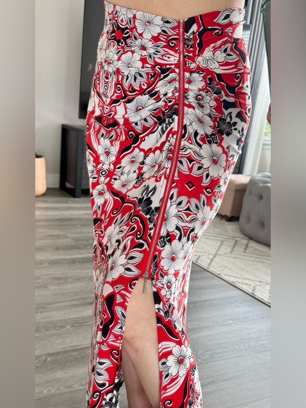 Red & Black Floral Skirt